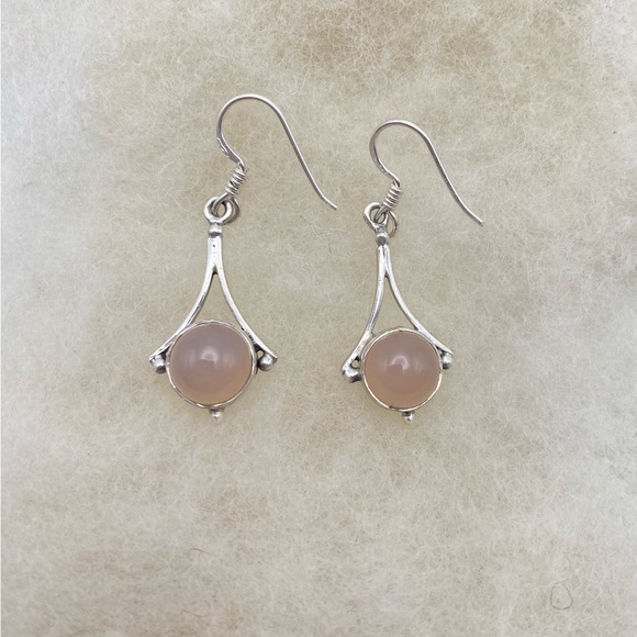 New Sterling silver earrings pair in Rose quartz or Moonstone,or Lapis or Garnet - Picture 5 of 5